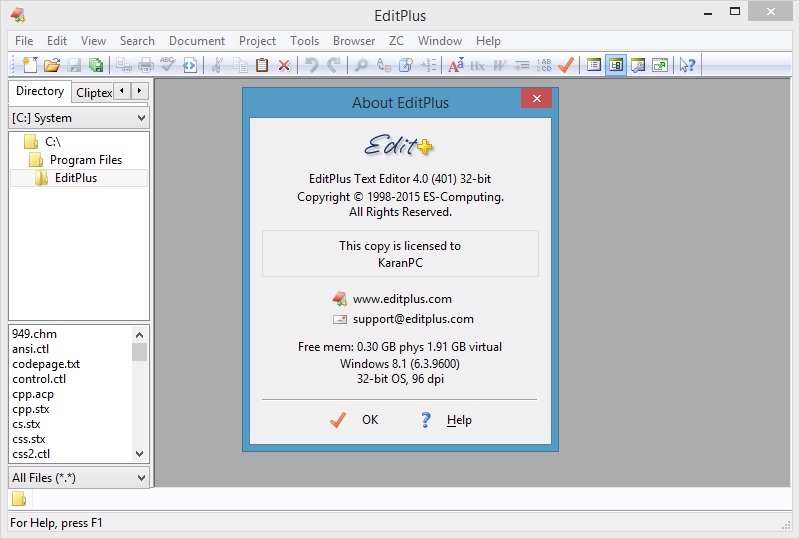 download the new version EditPlus 5.7.4514